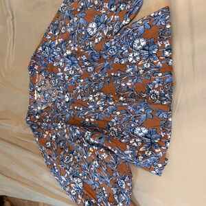 JODIFL Blue and Brown Floral A-Line Top